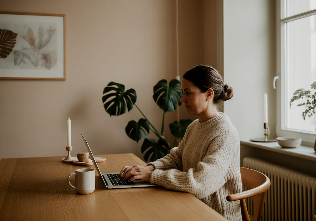 Una persona observa gráficos de ventas en la pantalla de su notebook sobre un escritorio